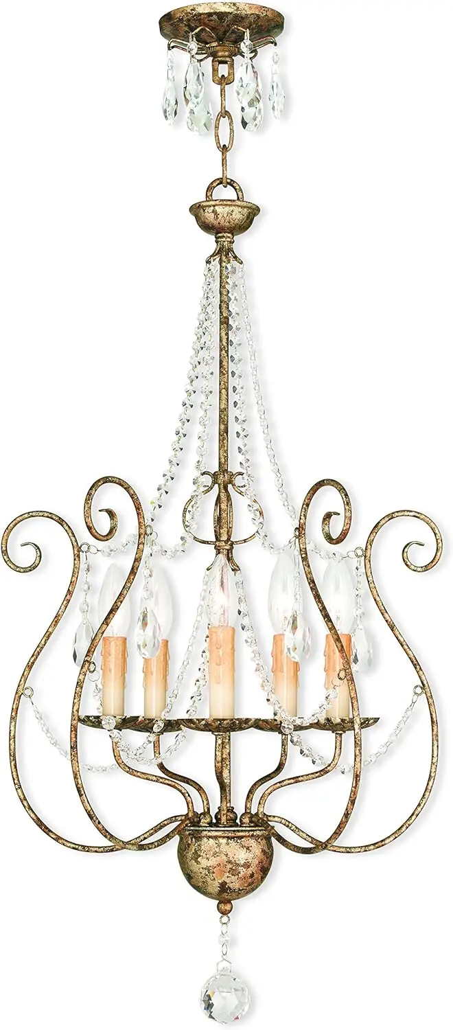 Crystal Accents Five Light Foyer Chandelier from Isabella Collection Dark Finish, Hand Applied European Bronze
Crystal Accents Five Light Foyer Chandelier from Isabella Collection Dark Finish, Hand Applied European Bronze