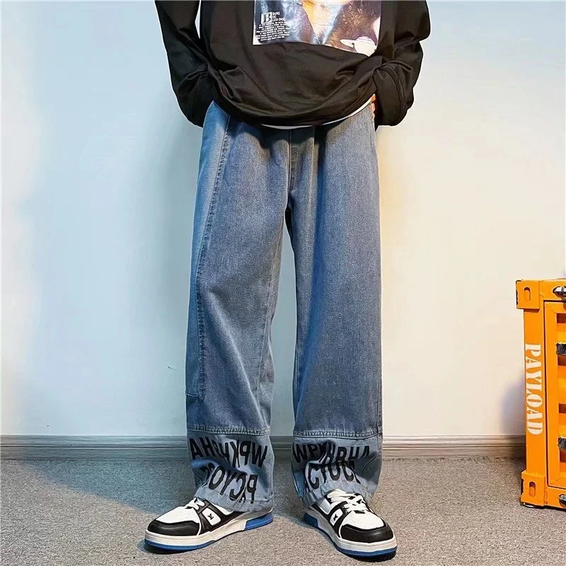 High Street Retro Jeans Men Loose Spring Autumn Stitching Printed Letters Trend Brand Loose Trousers Wide Leg Straight Pants
High Street Retro Jeans Men Loose Spring Autumn Stitching Printed Letters Trend Brand Loose Trousers Wide Leg Straight Pants