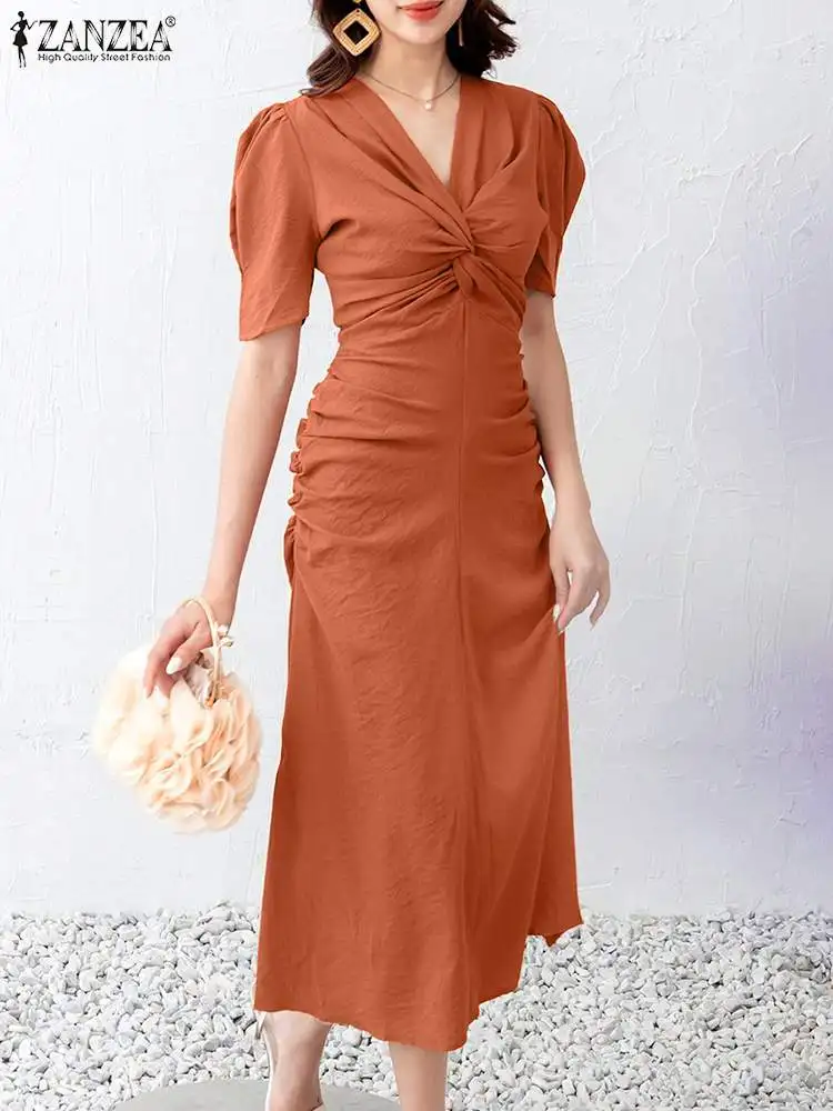 ZANZEA Vintage Twisted Waisted Slim Vestidos Fashion Solid Midi Dresses Women Sexy V-neck Robe 2023 Summer Pleats Wrap Dress
ZANZEA Vintage Twisted Waisted Slim Vestidos Fashion Solid Midi Dresses Women Sexy V-neck Robe 2023 Summer Pleats Wrap Dress