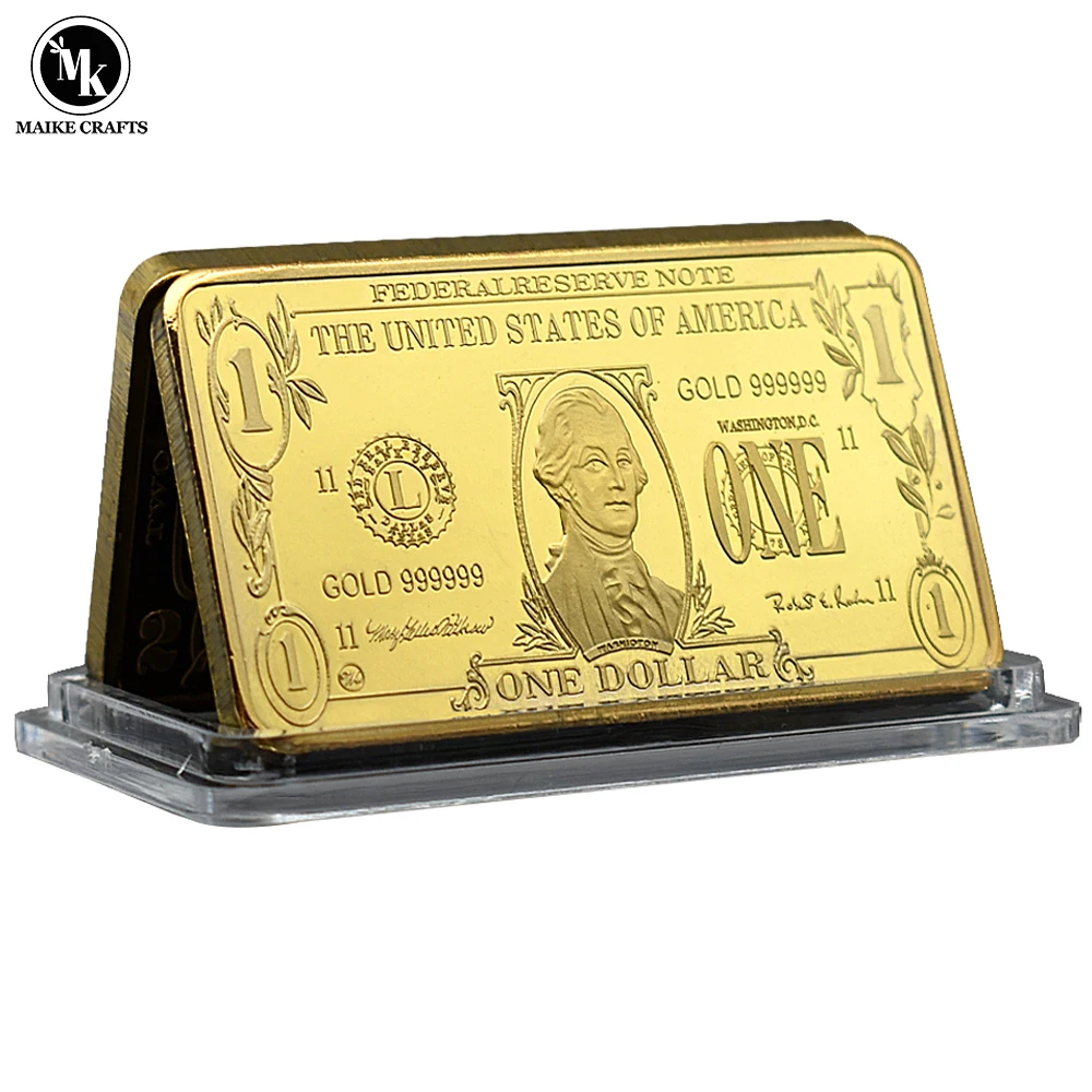 One Dollar Gold Bar Metal Gold Plated Commemorative Medallion Home Decoration Coin Collection Gift
One Dollar Gold Bar Metal Gold Plated Commemorative Medallion Home Decoration Coin Collection Gift