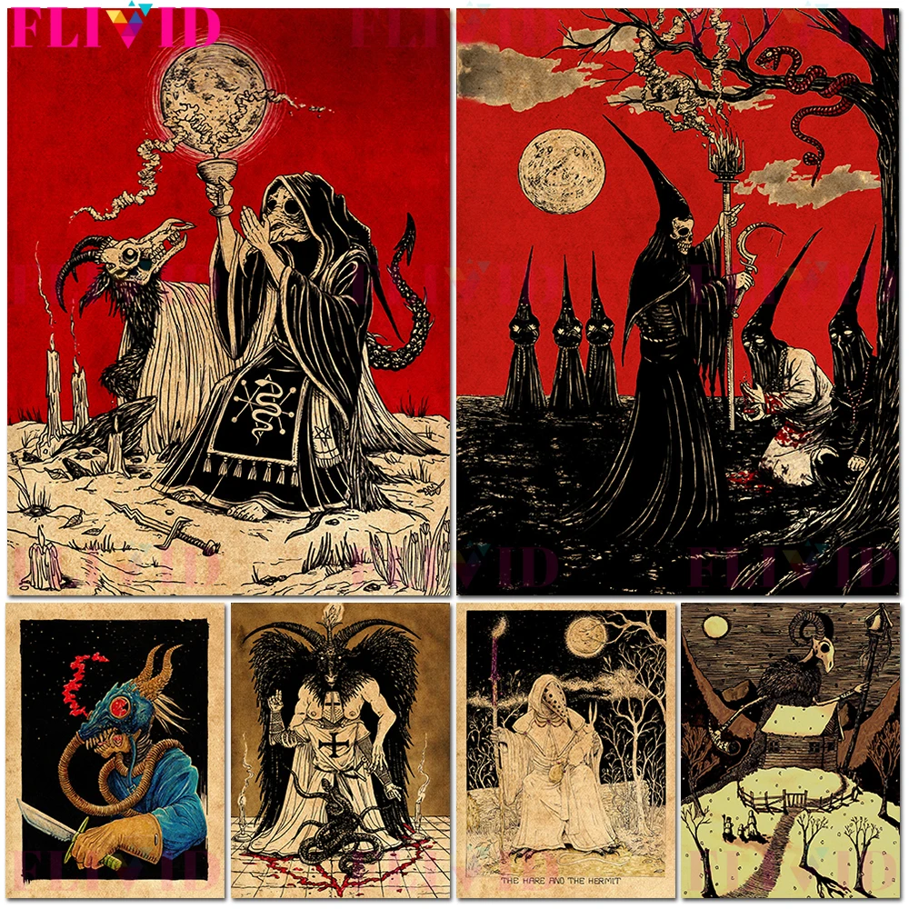 Necromancer,Goat Satan,Hare And Hermit Print Art Canvas Poster For Living Room Decor Home Wall Picture
Necromancer,Goat Satan,Hare And Hermit Print Art Canvas Poster For Living Room Decor Home Wall Picture