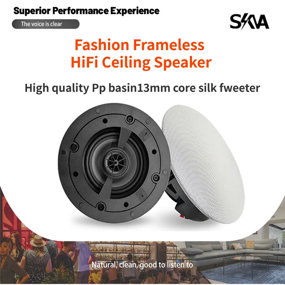 

Indoor 8Ohm Passive Ceiling Speaker System 25W Stereo Sound PA Coaxial Loudspeaker Public Address for Home Background Music