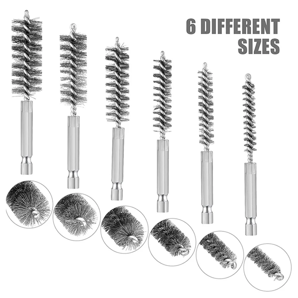 6 Pcs Drilling Brushes Inner Bore Brush Set Stainless Steel Wire Cleaning Brushes For Power Drill Impact Driver Cleaning Tool
6 Pcs Drilling Brushes Inner Bore Brush Set Stainless Steel Wire Cleaning Brushes For Power Drill Impact Driver Cleaning Tool