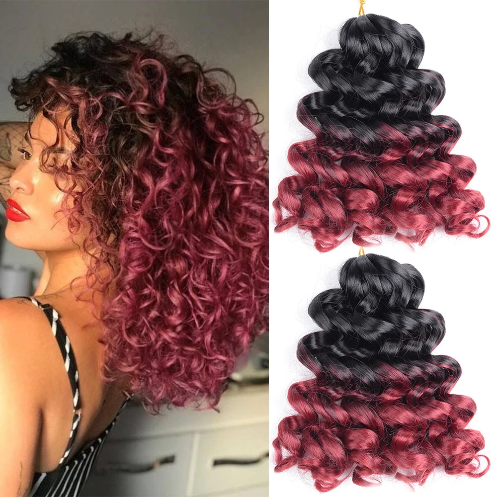 

Synthetic Deep Curly Twist Crochet Hair 12Inch Water Wavy Twist Crochet Hair Ombre Brown Braiding Hair Extensions For Women