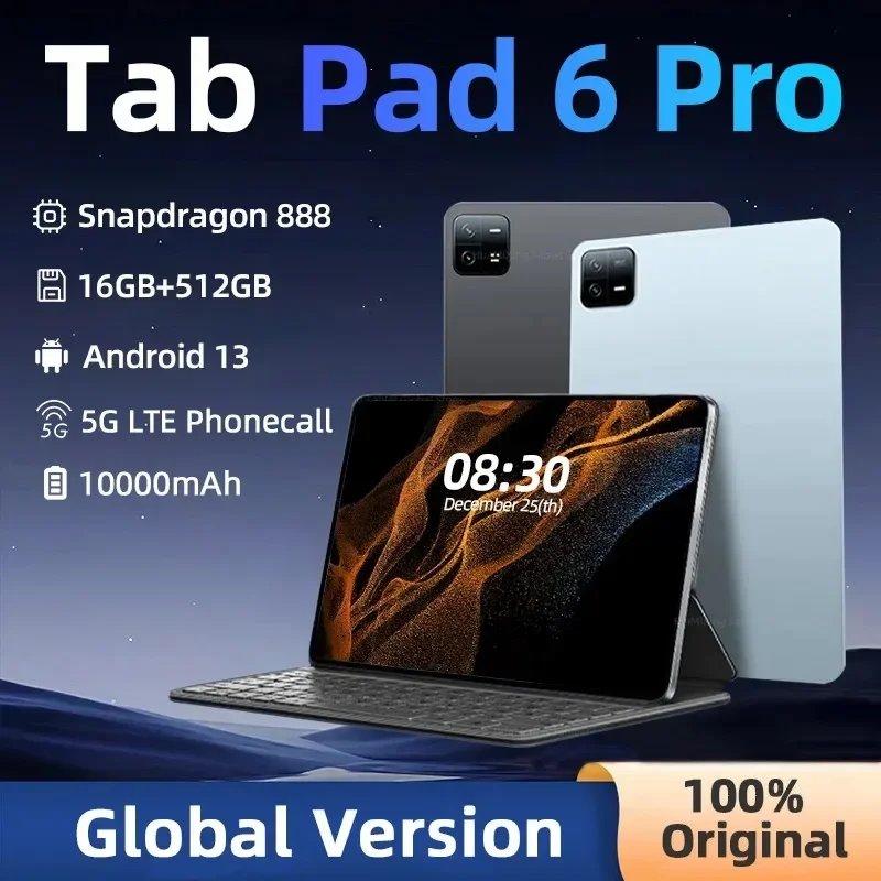 

2024 Pad 6 Pro Tablet Android 13 Snapdragon 870 IPS 16GB 512GB 5G WIFI Tablets PC 11Inch Global Version 5G WIFI Pad 6 Pro Tab