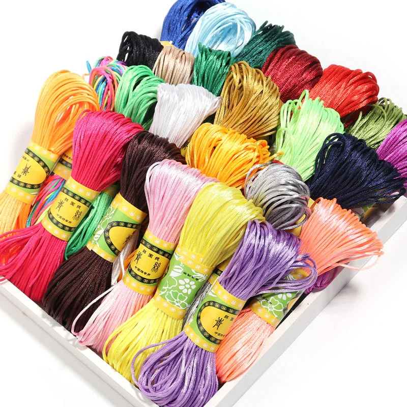 

20m/Lot 1.5 2mm Chinese Knotting Silk Macrame Cord Nylon Black Rattail Satin Beading Cords Braided Shamballa String Thread