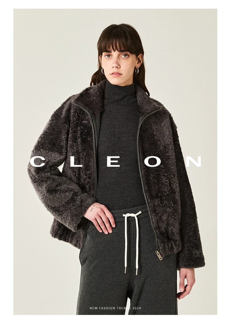 High-end Luxury Lacon Lamb Fur Cropped Winter Jackets for Women 2025 Simple Stand Collar Genuine Leather Real Fur Shearling Coat High-end Luxury Lacon Lamb Fur Cropped Winter Jackets for Women 2025 Simple Stand Collar Genuine Leather Real Fur Shearling Coat