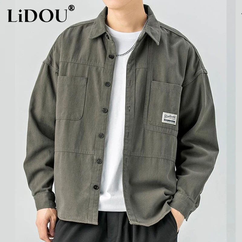 Spring Autumn Fashion Solid Color Simple Loose blouse Man Long Sleeve Button Casual All Match Male Tops Chic Streetwear Clothes
Spring Autumn Fashion Solid Color Simple Loose blouse Man Long Sleeve Button Casual All Match Male Tops Chic Streetwear Clothes