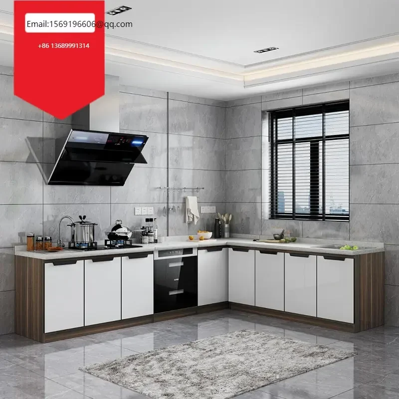 

Integrated kitchen cabinets, modern simple household quartz countertops, integral kitchen stove integrated