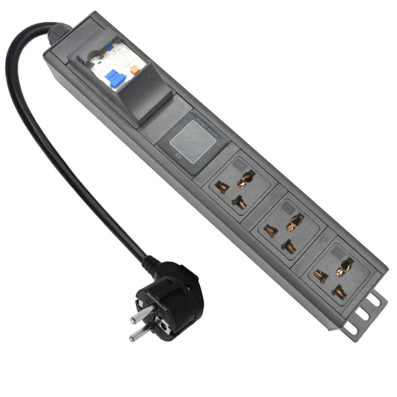 

PDU power strip network cabinet rack 10A universal socket short circuit switch 3AC socket 2-meter extension cable with ammeter