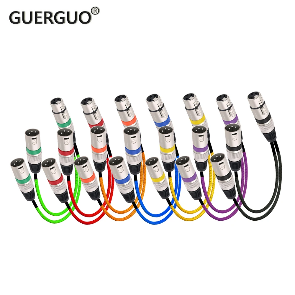 

GuerGuo Balanced XLR Y Splitter Cable Color Weaving Microphone Cord-3Pin 1 Female to 2 Male XLR Y Cable 0.3M 0.5M