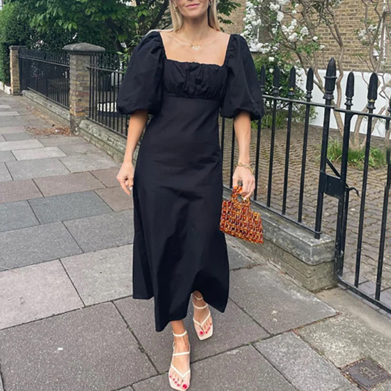Women Casual Solid Color Long Dress New Summer Square Neck Puff Sleeve Party Dress Fashion Simple French Styled High Waist Dress
Women Casual Solid Color Long Dress New Summer Square Neck Puff Sleeve Party Dress Fashion Simple French Styled High Waist Dress