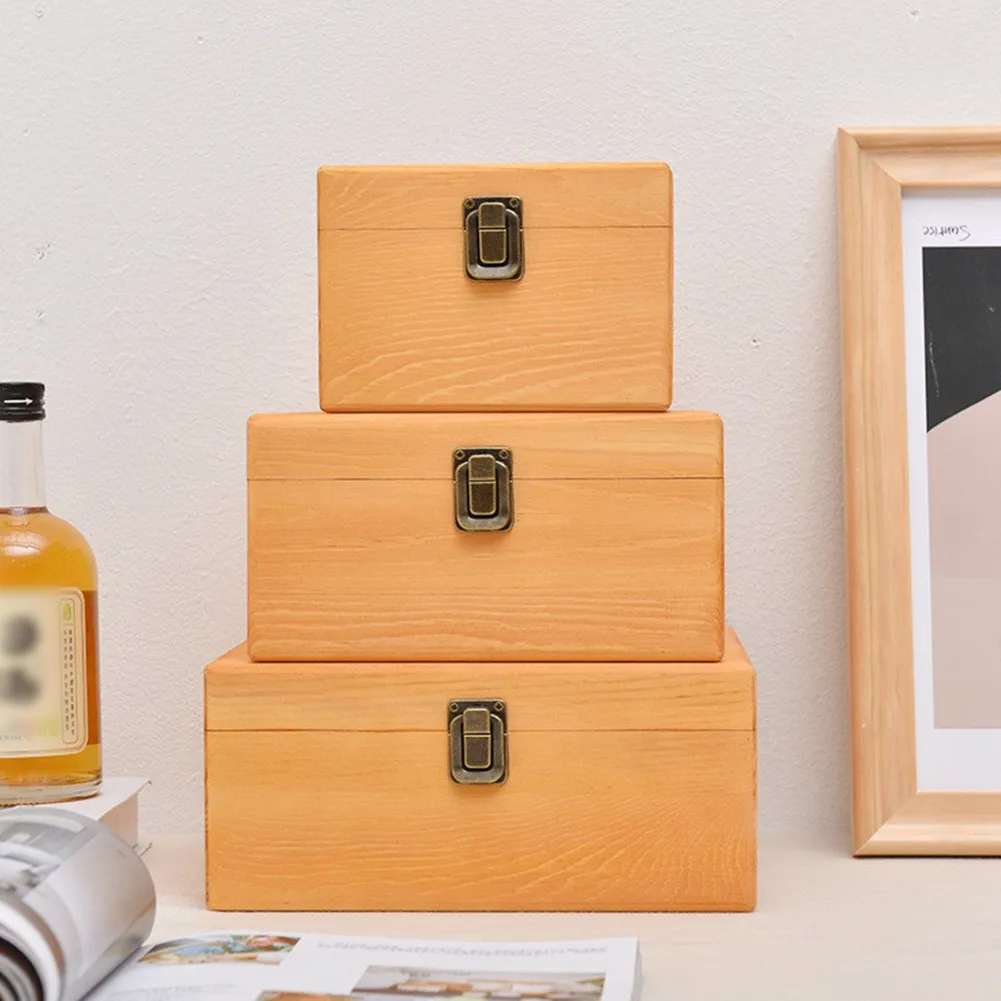 1Pc Wooden Storage Box With Lock Household Supplies Storage Tools Organizers Pine Gift Box Jewelry Box 3 Sizes Optional
1Pc Wooden Storage Box With Lock Household Supplies Storage Tools Organizers Pine Gift Box Jewelry Box 3 Sizes Optional