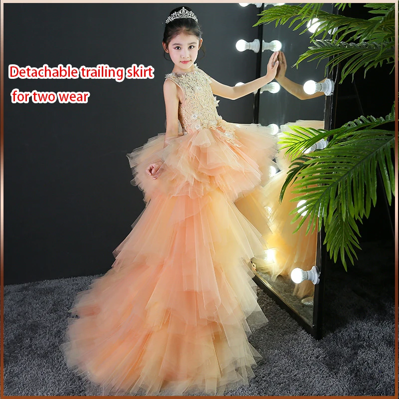 Girls Luxury Layered Princess Graduation Dresses Trailing Appliques Lace Birthday Party Ball Flower Girl Dresses For Wedding
Girls Luxury Layered Princess Graduation Dresses Trailing Appliques Lace Birthday Party Ball Flower Girl Dresses For Wedding