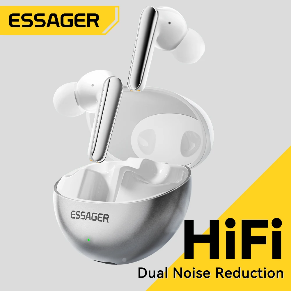 

Essager Bluetooth 5.3 Wireless Earphones BT Hi-Fi Stereo Dual Noise Reduction In-Ear Headphones with Mic Smart Touch Headset