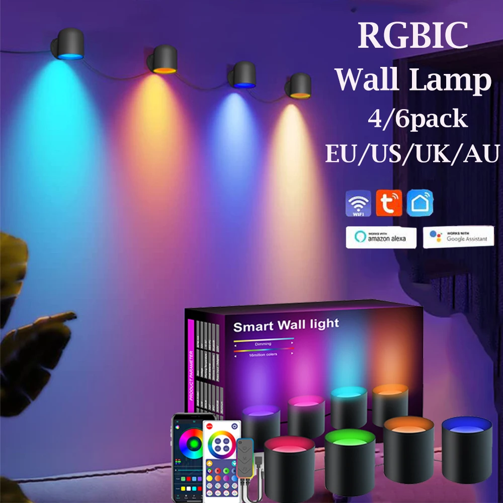 LED Smart Tuya WIFI RGBIC Wall Light Music Sync Downlight APP Control Work with Alexa Google Assistant Bedroom Home Decor Lamp
LED Smart Tuya WIFI RGBIC Wall Light Music Sync Downlight APP Control Work with Alexa Google Assistant Bedroom Home Decor Lamp
