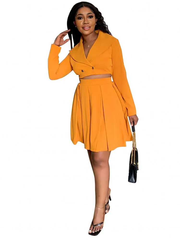 Two-piece Set African Skirt Outfts For Women V-neck Crop Tops And High Waist A-line Skirt Suit Solid Fashion Lady Office Clothes
Two-piece Set African Skirt Outfts For Women V-neck Crop Tops And High Waist A-line Skirt Suit Solid Fashion Lady Office Clothes
