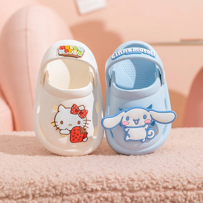 Шлепанцы Sanrio Hello Kittys пляжные, Симпатичные мягкие тапочки Kuromi My Melody, Crocs аниме Cinnamoroll, Нескользящие, подарок на день рождения для детей