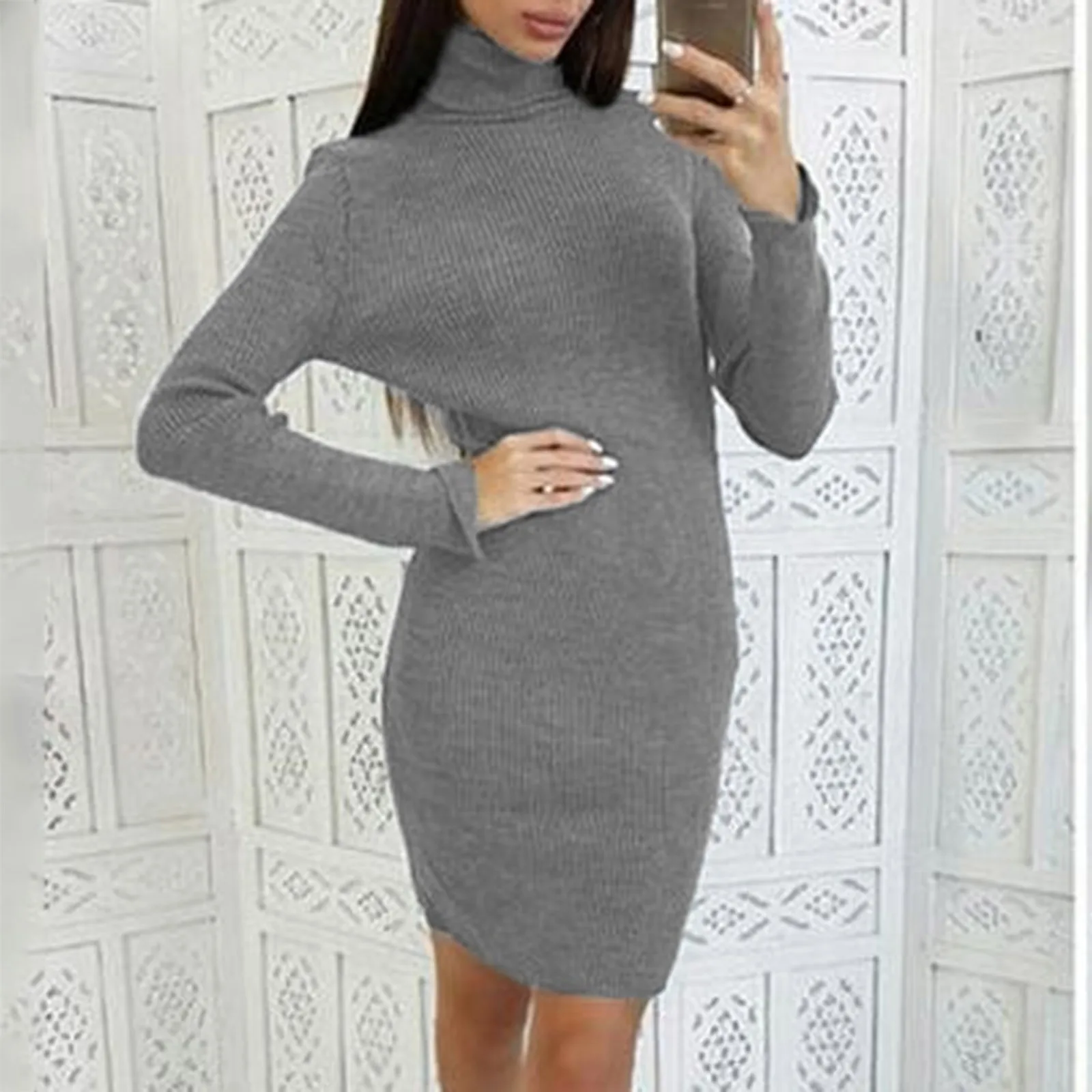 Autumn And Winter Women's Solid Colour Bottom Knit Dresses Fashion High Neck Slim Fit Knitwear Casual Long Sleeve Sweater Dress
Autumn And Winter Women's Solid Colour Bottom Knit Dresses Fashion High Neck Slim Fit Knitwear Casual Long Sleeve Sweater Dress