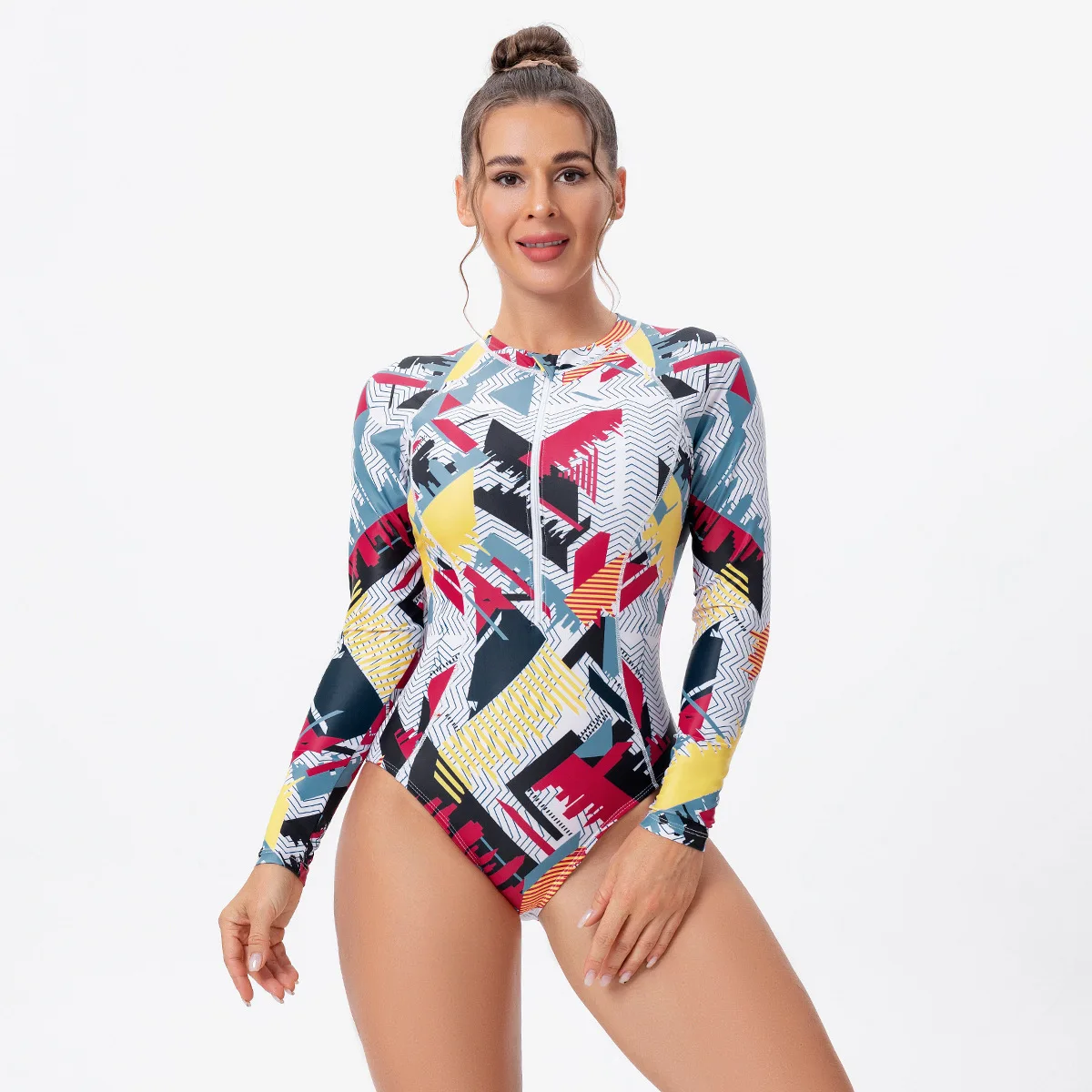 Women's One Piece Swimsuit Summer Sexy Print Long Sleeve Swimwear Deep Round Neck Zipper Slim Bathing Suits Holiday Rash Guards
Women's One Piece Swimsuit Summer Sexy Print Long Sleeve Swimwear Deep Round Neck Zipper Slim Bathing Suits Holiday Rash Guards