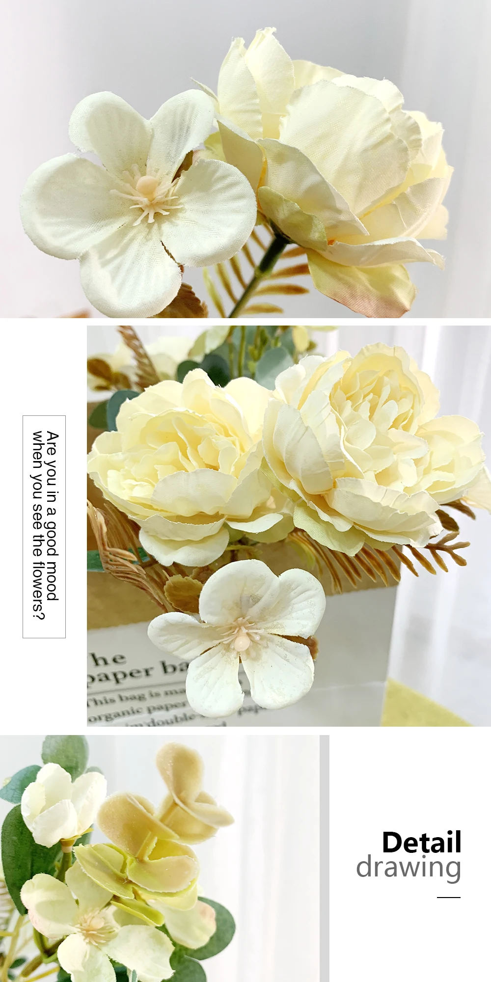 Generic Artificial Flowers 10 Heads Peony Pink Silk Roses Bride Bouquet