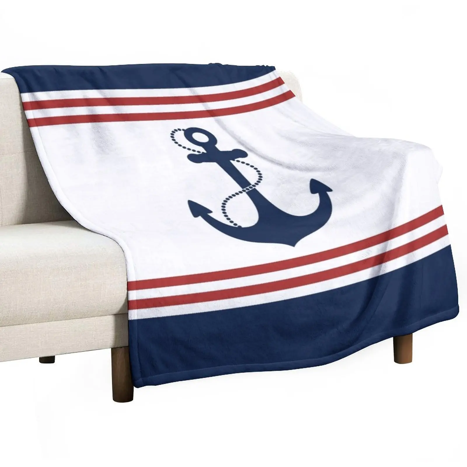 

Nautical Anchor Throw Blanket Plaid For Sofa Thin Hair Blanket Decorative Blankets