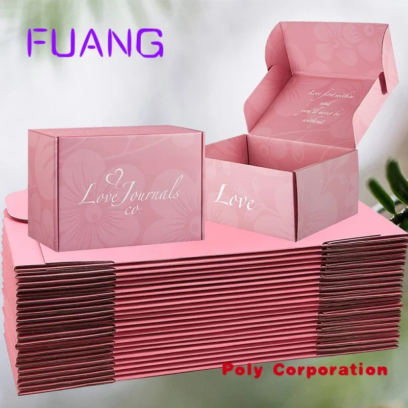 

Custom Wholesale Custom Flat Packed Premium Gift Packaging Pink Color Printing Eco Friendly Corrugated Papacking box for small