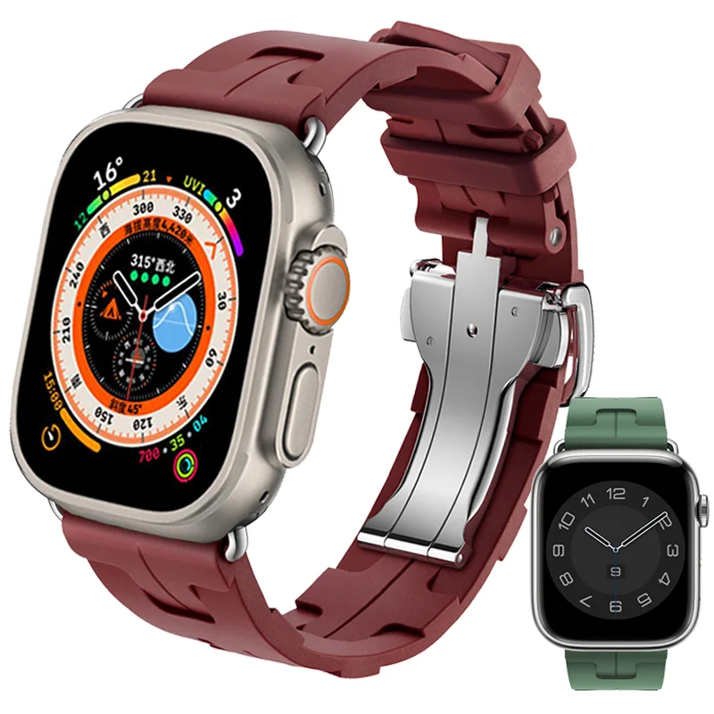 Original Silicone Strap for Apple Watch Band 49mm 45mm 41mm 44mm 42mm 38mm Metal Buckle Sports for IWatch Ultra 9 8 7 6 5 3 SE
Original Silicone Strap for Apple Watch Band 49mm 45mm 41mm 44mm 42mm 38mm Metal Buckle Sports for IWatch Ultra 9 8 7 6 5 3 SE