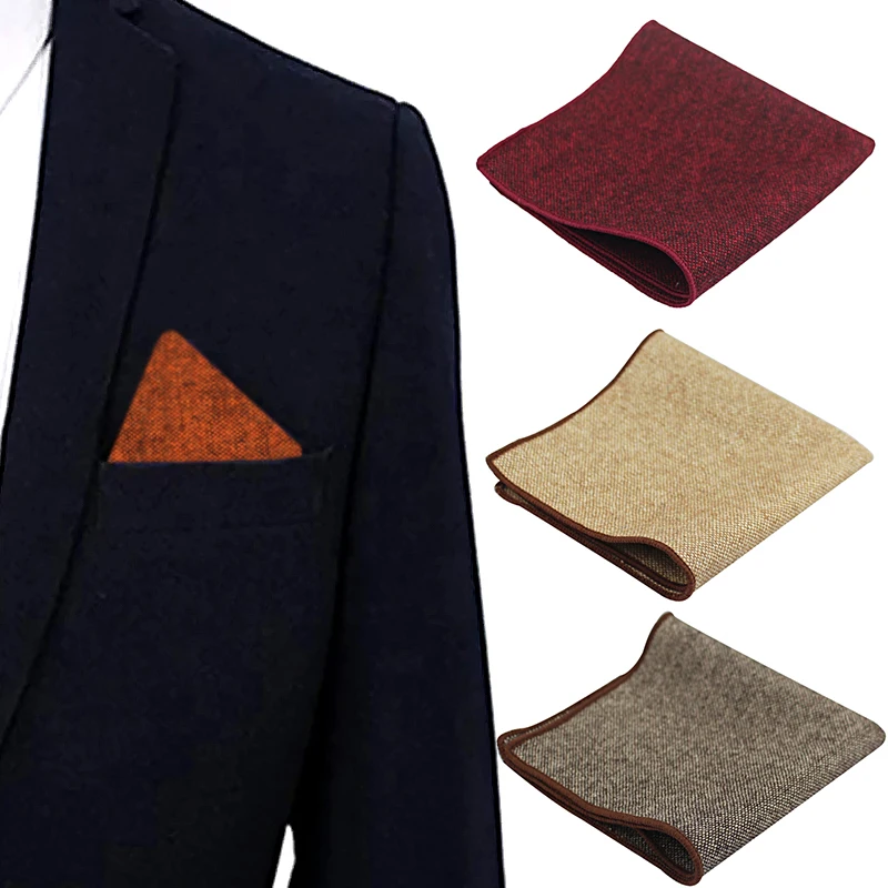 

Fashion Wool Handkerchief For Men Suit Woolen Plaid Pocket Square Business Hankies Solid Handkerchiefs Pattern Pocket Towel