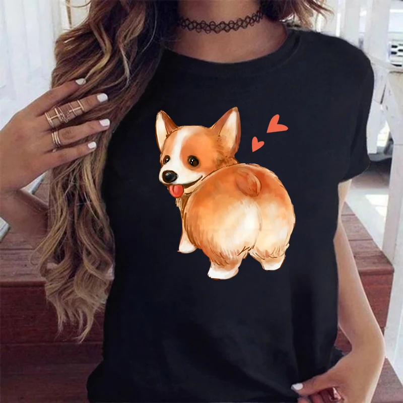 Funny Cute Corgi Dog Printed T-Shirt Harajuku 90s Kawaii Women Short Sleeves T Shirts Tops Graphic Tees Female Tshirt
Funny Cute Corgi Dog Printed T-Shirt Harajuku 90s Kawaii Women Short Sleeves T Shirts Tops Graphic Tees Female Tshirt