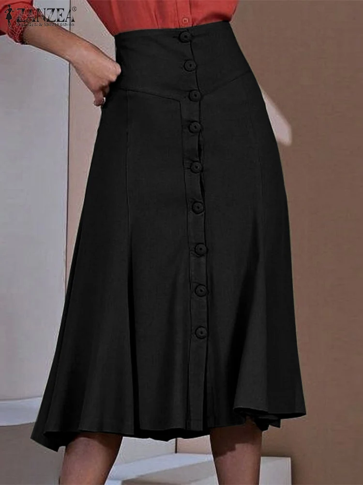 ZANZEA Korean Style Solid Color Jupes Women A-line Skirt 2023 Vintage Ruffles Hem Skirts Office High Waist Buttons Midi Faldas
ZANZEA Korean Style Solid Color Jupes Women A-line Skirt 2023 Vintage Ruffles Hem Skirts Office High Waist Buttons Midi Faldas