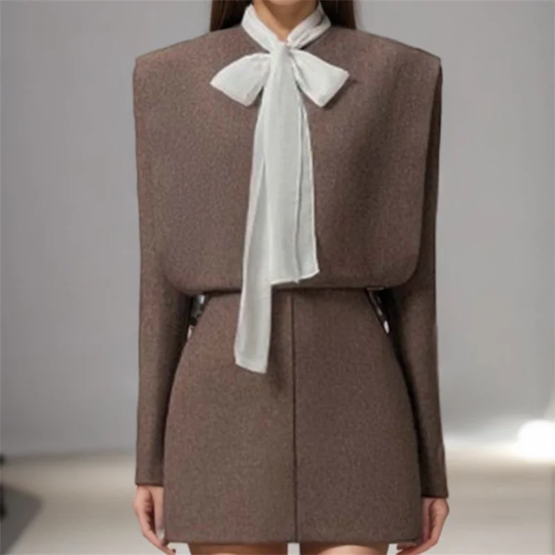 Elegan Autumn Winter Short Skirt 2023 Fashion Slim Bow Brown Woemn Dress Two Piece Set Cocktail Birthday Evening Party Dresses
Elegan Autumn Winter Short Skirt 2023 Fashion Slim Bow Brown Woemn Dress Two Piece Set Cocktail Birthday Evening Party Dresses