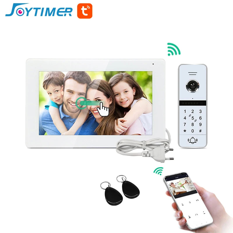 

Joytime Tuya Wifi Video Intercom System For Home Villa Apartment IC Card Password Unlock With Motion Detection Full Touch Screen