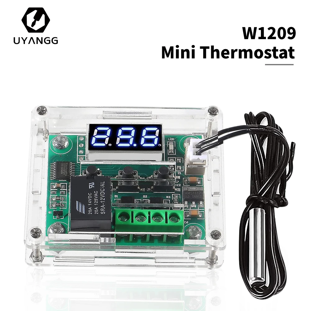 W1209 Mini Thermostat DC 12V Digital Temperature Controller -50-110℃ Incubation Thermostat Temperature Control Switch With Case
W1209 Mini Thermostat DC 12V Digital Temperature Controller -50-110℃ Incubation Thermostat Temperature Control Switch With Case