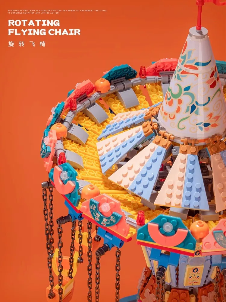 2848PCS Creative Expert Amusement Park Building Blocks Electric Rotating Flying Chair Model Assembly Toys Children Birthday Gift 2848PCS Creative Expert Amusement Park Building Blocks Electric Rotating Flying Chair Model Assembly Toys Children Birthday Gift
