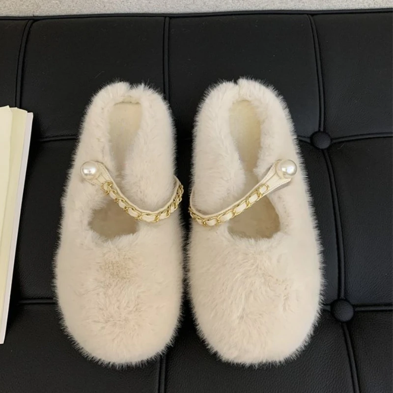 2024 New Winter Fashion Women's Warm Slippers Plush Flat Shoes Round Toe Pearl Buckle Shallow Mouth Women's Casual Shoes
2024 New Winter Fashion Women's Warm Slippers Plush Flat Shoes Round Toe Pearl Buckle Shallow Mouth Women's Casual Shoes