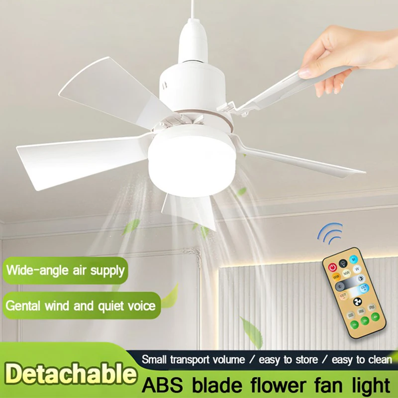 

LED 30W ceiling fan light silent flower fan light with remote dimming function E27 base for living room Kitchen Bedroom 85-265V