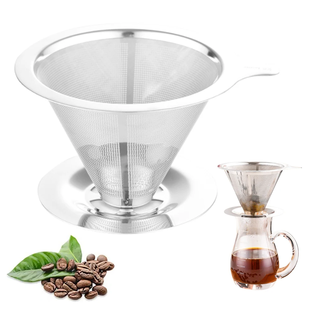 Pour Over Coffee Dripper Reusable Stainless Steel Coffee Filter Paperless Coffee Metal Cone Filter Double-Layer Fine Mesh Filter
Pour Over Coffee Dripper Reusable Stainless Steel Coffee Filter Paperless Coffee Metal Cone Filter Double-Layer Fine Mesh Filter