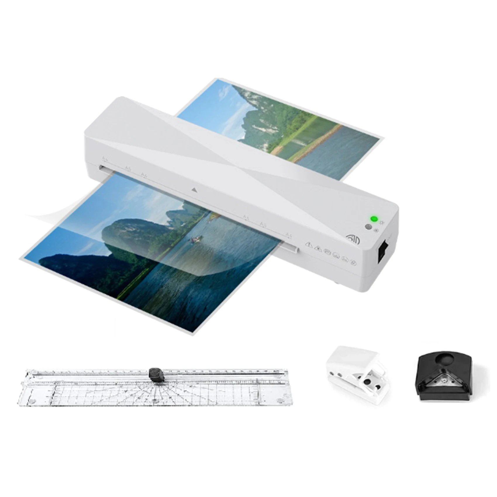 A4 Hot Press Laminating Machine Automatic Plastic Sealing Machine+Hole Punch+Corner Rounder+Paper Cutter EU Plug
A4 Hot Press Laminating Machine Automatic Plastic Sealing Machine+Hole Punch+Corner Rounder+Paper Cutter EU Plug