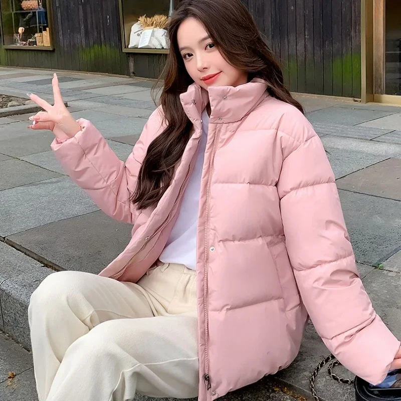 

Зимние теплые плотные короткие парки, женские корейские пальто с хлопковой подкладкой и воротником-стойкой, женские пуховики на молнии, верхняя одежда