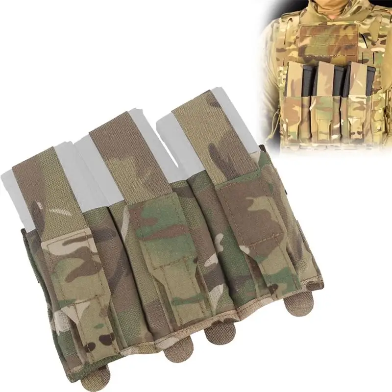 

Tactical Molle Triple 5.56mm Mag Pouch, Elasticity Multicam Flap Magazine Pouch Panel for Jpc Spc Avs Vest Plate Carrier Pouch