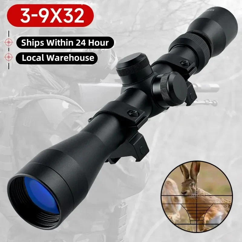 

Tactical 3-9x32 Outdoor Shooting Optics Rifle Scope Adjustable Red Green Telescope Reticle Airsoft Sight Hunting Riflescope