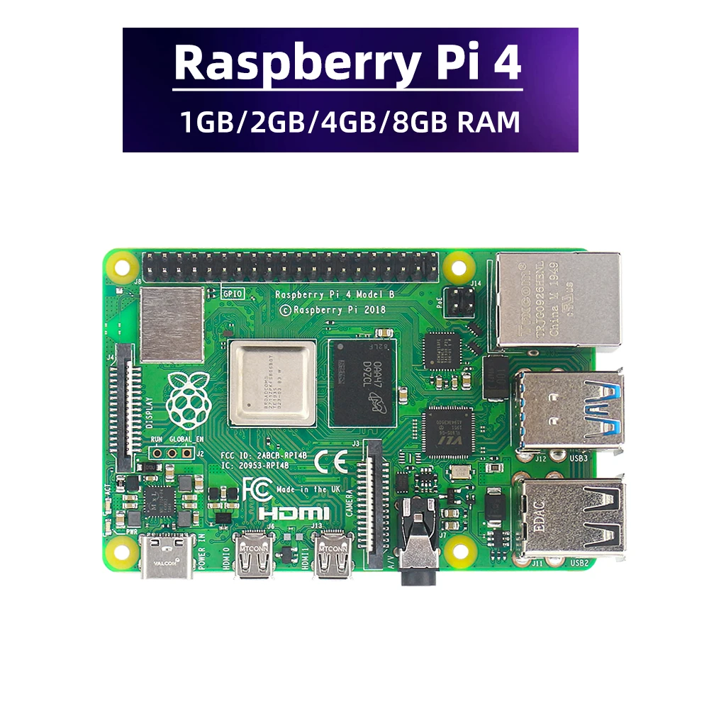 

New Raspberry Pi 4 Model B 1 2 4 8 GB RAM Cortex-A72 ARM v8 64-bit SoC 1.5GHz Gigabit Ethernet WiFi BLE 4K Video RPi 4B Pi4