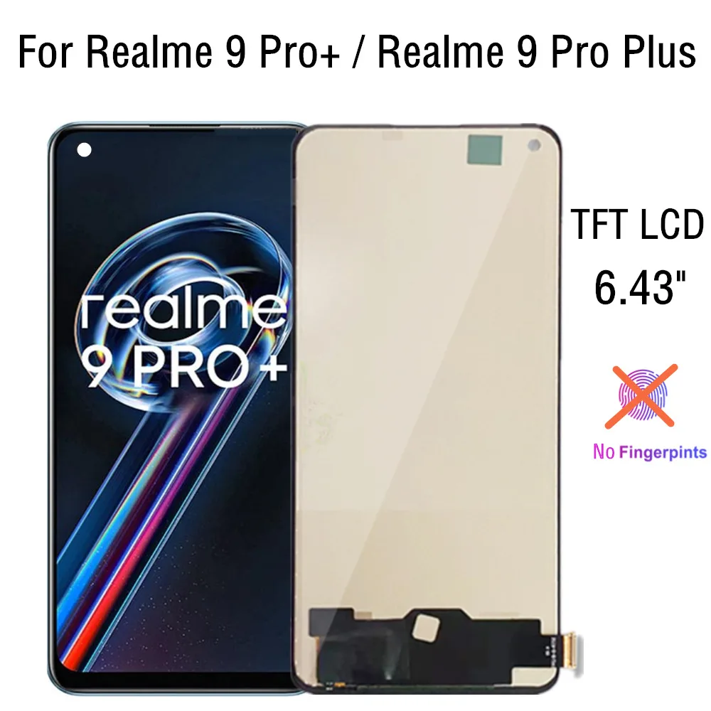 

6.43" TFT LCD For Realme 9 Pro + Plus LCD Display Touch Screen Digiziter Assembly For Realme 9 Pro Plus RMX3392 RMX3393 LCD
