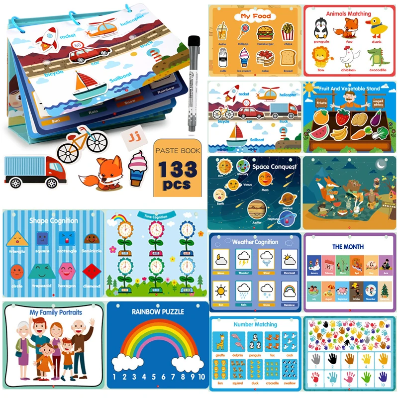 Montessori Baby Busy Books Children Repeatedly Paste Book Desk Calendar Book Early Education Toys for 3 4 5 Years Kids
Montessori Baby Busy Books Children Repeatedly Paste Book Desk Calendar Book Early Education Toys for 3 4 5 Years Kids