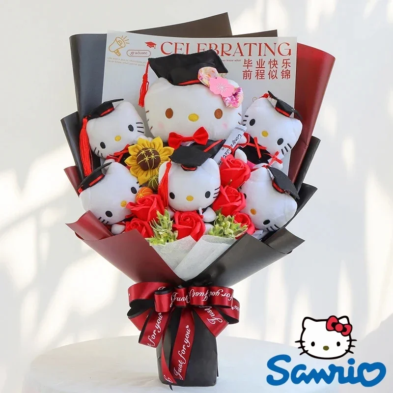 

Sanrio Kawaii Hello Kitty плюшевая игрушка Декор для комнаты плюшевый букет мягкие набивные куклы День Святого Валентина Выпускной Kawaii Подарки на день рождения