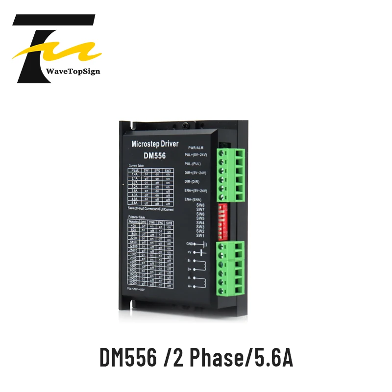 

WaveTopSign DM556 Digital Stepper Motor Driver 2 Phase 5.6A for 57 86 Stepper Motor NEMA23 NEMA34 Stepper Motor Controller