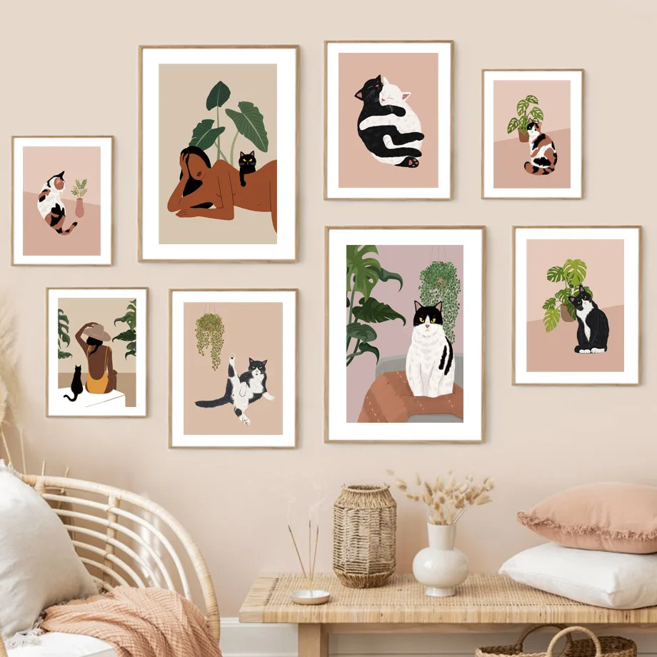Boho Morocco Fashion Woman Pose Cat Vase Wall Art Print Abstract Nordic Posters Canvas Painting Pictures For Living Room Decor
Boho Morocco Fashion Woman Pose Cat Vase Wall Art Print Abstract Nordic Posters Canvas Painting Pictures For Living Room Decor