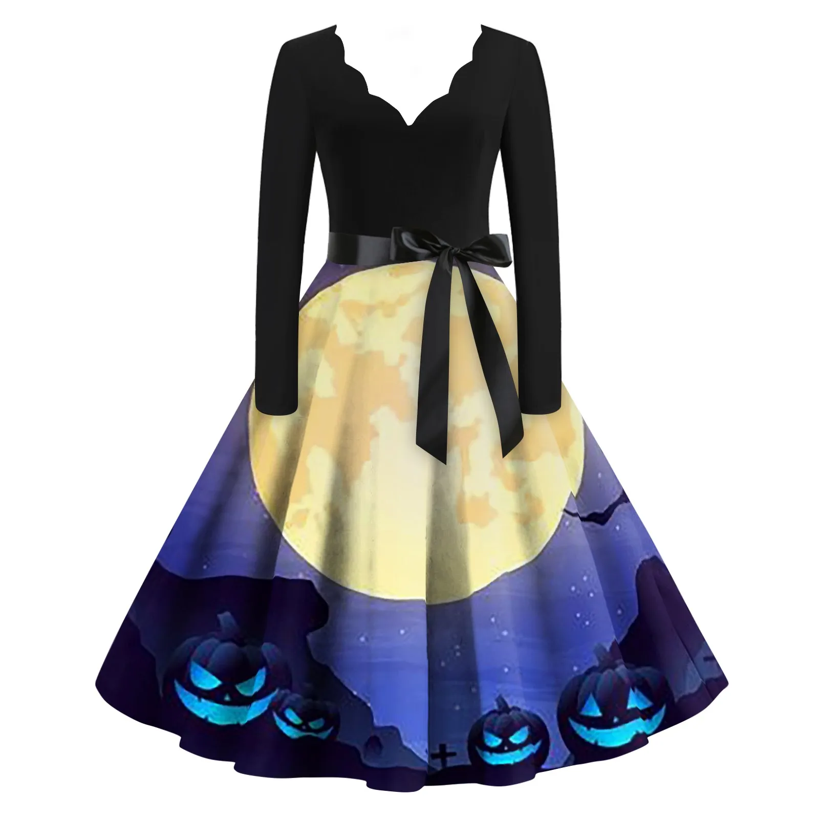 Aesthetic Skorts For Women Casual Fashion V-Neck Long Sleeve Tie Vestidos Halloween Printed Party Princess Dress 원피스 한국스타일
Aesthetic Skorts For Women Casual Fashion V-Neck Long Sleeve Tie Vestidos Halloween Printed Party Princess Dress 원피스 한국스타일