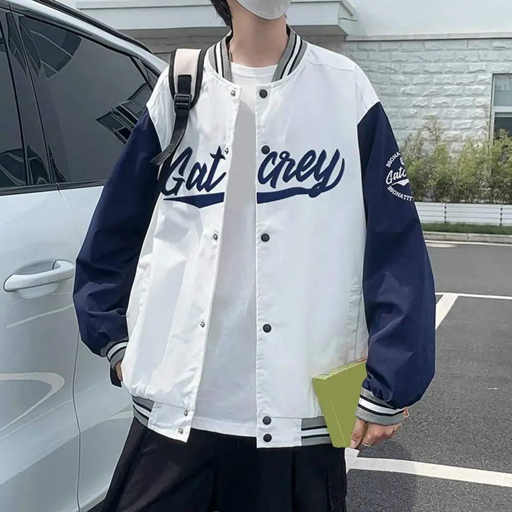 Casual Men Baseball Jacket Fall Jacket Men's Fall Winter Letter Embroidery Stand Collar Jacket Striped Single-breasted for Young
Casual Men Baseball Jacket Fall Jacket Men's Fall Winter Letter Embroidery Stand Collar Jacket Striped Single-breasted for Young